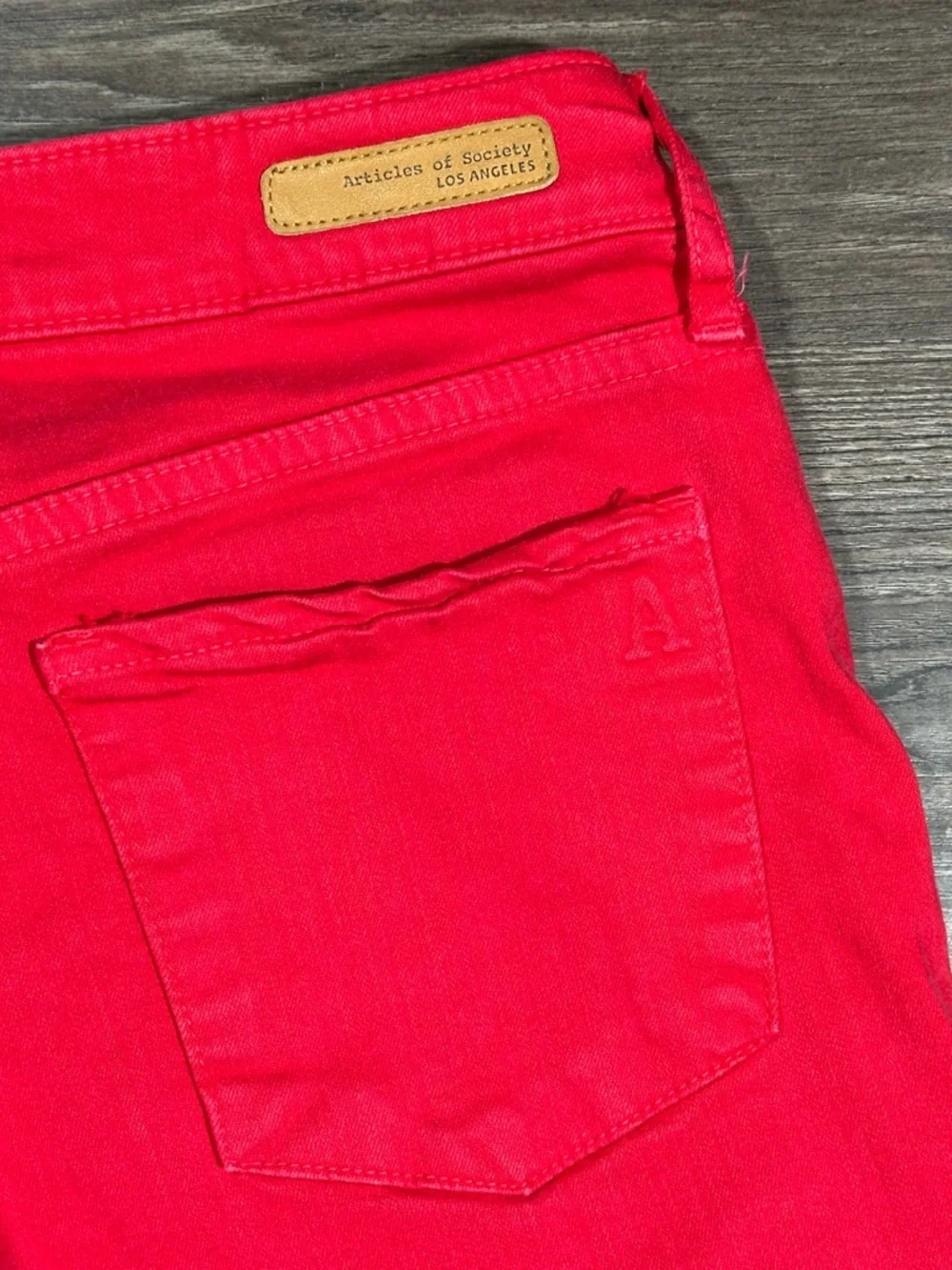 ARTICLES OF SOCIETY Red Faux Front Pocket  Skinny Jeans 26